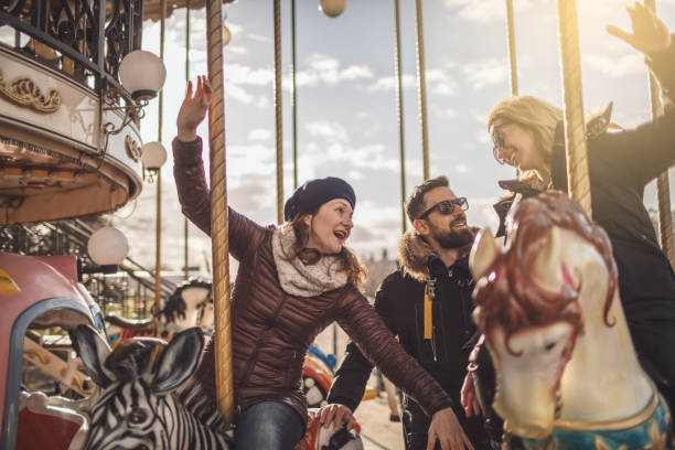 istock Friends having fun on Carousel at Paris 920307036