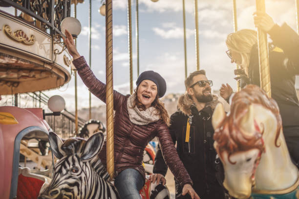 istock Friends having fun on Carousel at Paris 920309484
