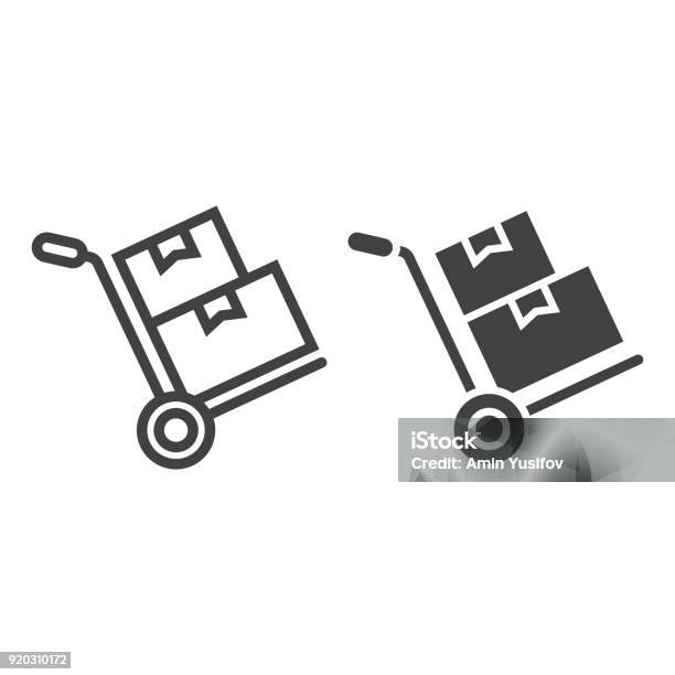 Hand Truck With Cardboard Boxes Line Amd Glyph Icon Logistic And Delivery Hand Dolly Sign Vector Graphics A Linear Pattern On A White Background Eps 10 Stock Illustration - Download Image Now