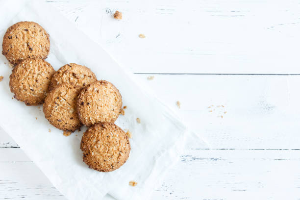 galletas de avena - nobody cookie oat close up fotografías e imágenes de stock