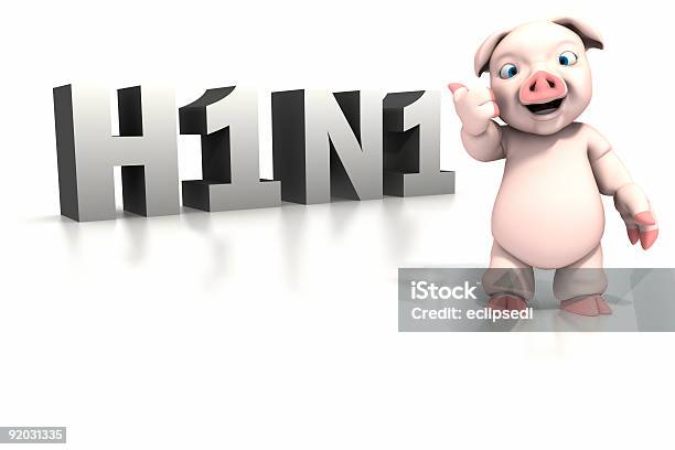 Cerdo Standing In Front Of H1n1 Texto Foto de stock y más banco de imágenes de Animal - Animal, Broma pesada, Carne de cerdo