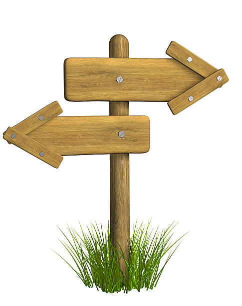 istock 3d retro wooden arrow - index on a column 92031427