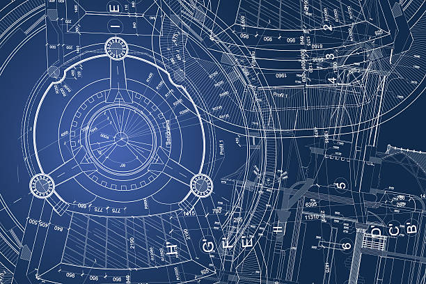 fondo arquitectónico - cianotipo plano fotografías e imágenes de stock