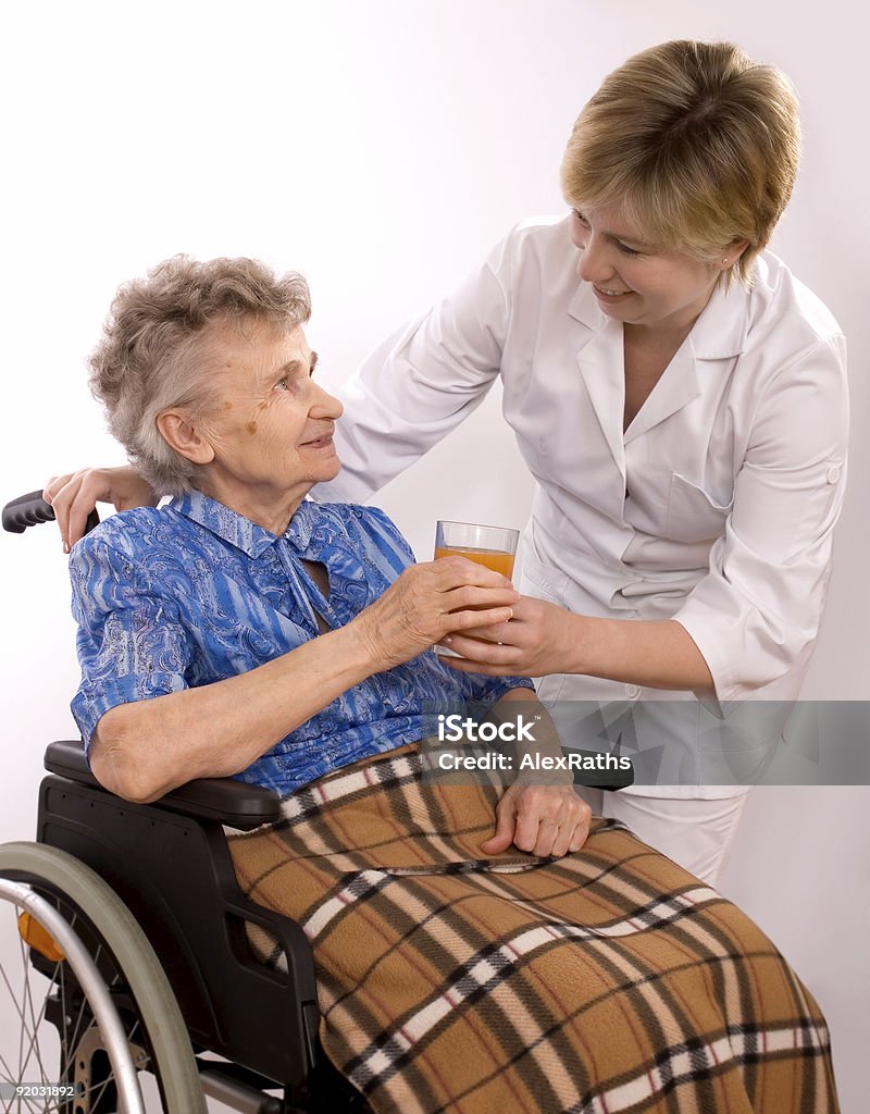 elderly woman in wheelchair  80-89 Years Stock Photo