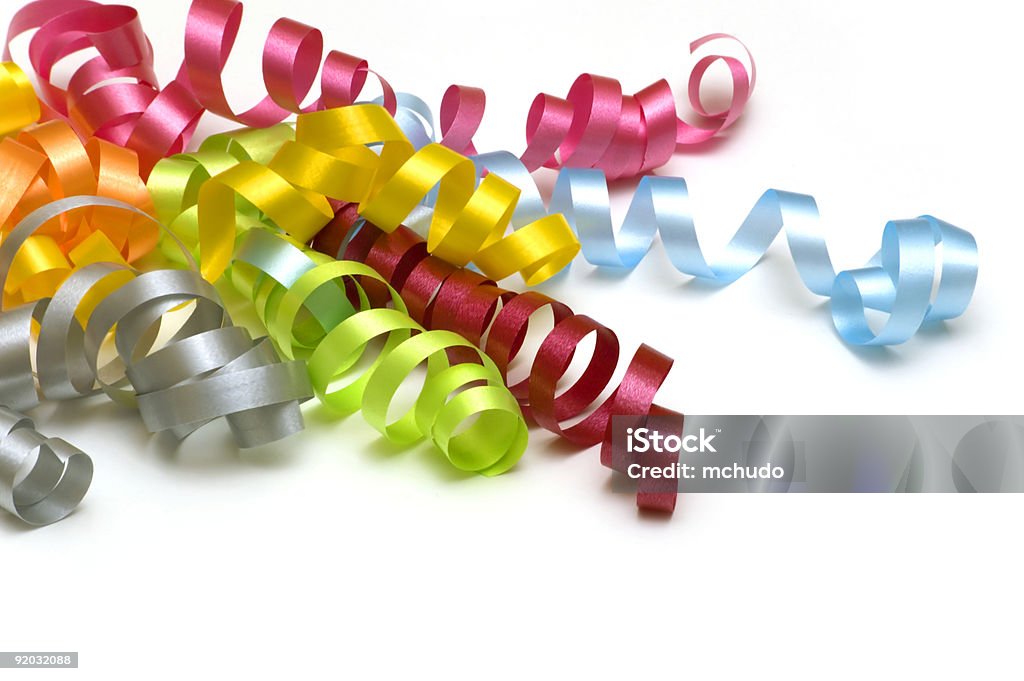 Streamers over white background  Blue Stock Photo