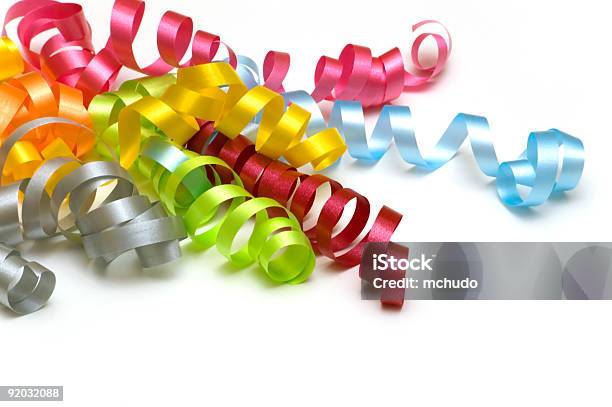 Streamers Over White Background Stock Photo - Download Image Now - Blue, Color Image, Colors