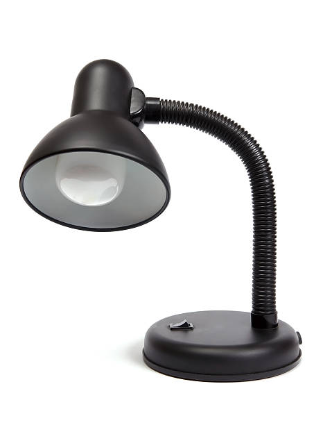 istock Black desk lamp angled so bulb is facing out 92032775