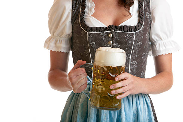 Bavarian Girl with Beer Fest Beer Mug stock photo