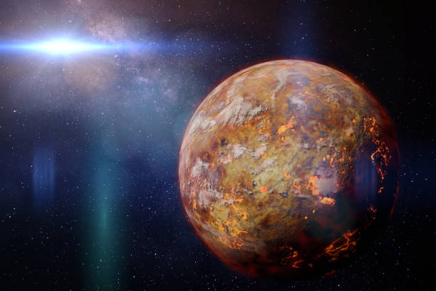 istock alien lava planet lit by a bright and hot star 920328820