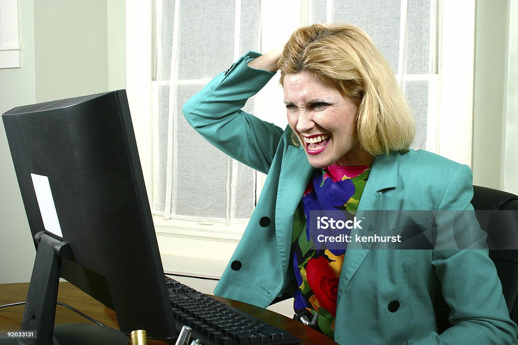 Schöne Business-Frau ziehen Haare - Lizenzfrei Anstrengung Stock-Foto