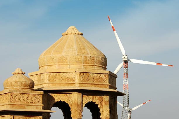 Jaisalmer, Cenotaphs e Moinhos - fotografia de stock