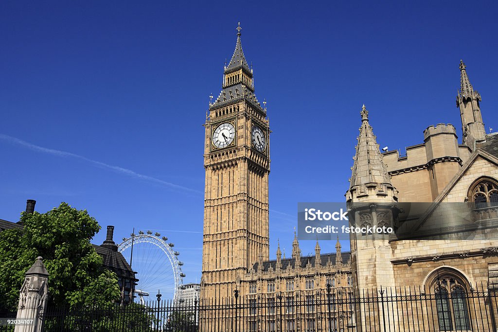London, Big Ben  Millennium Wheel Stock Photo
