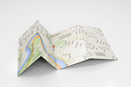 3d illustration of a road map isolated on white background