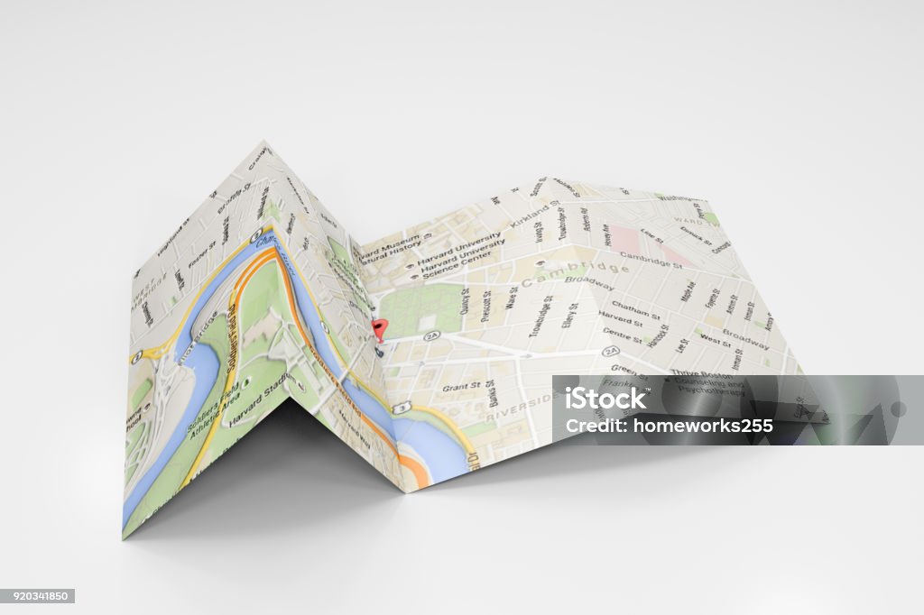 road map 3d illustration of a road map isolated on white background Map Stock Photo