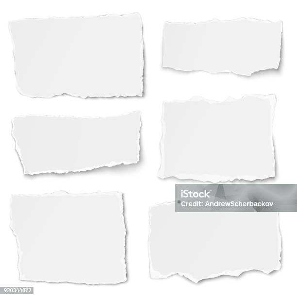 Set Of Paper Different Shapes Tears Isolated On White Background Stock Illustration - Download Image Now