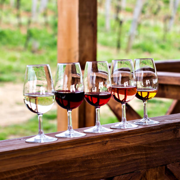 istock Glasses with wine. Red, pink, white wine in glasses. 920349994