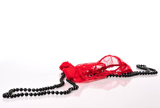 Red Panties - Black Beads stock photo