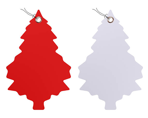 Red and White Tag - tree shape stock photo