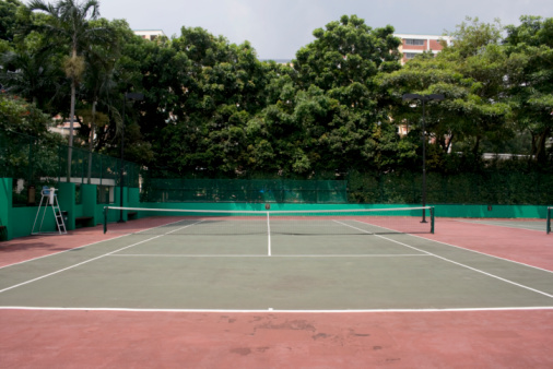 blue and green tennis court sport background