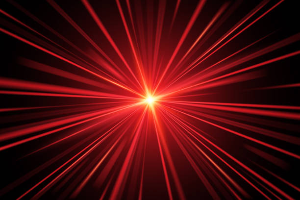 ilustraciones, imágenes clip art, dibujos animados e iconos de stock de rayos de luz roja - laser sunbeam blurred motion backgrounds