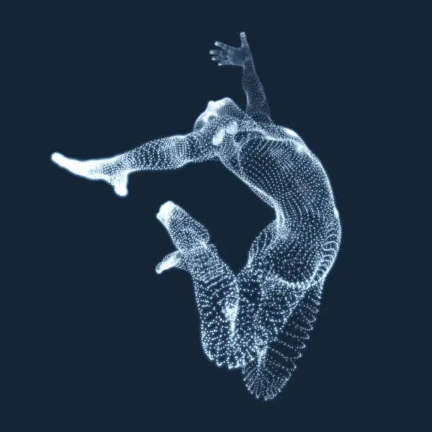 Vector illustration of Gymnast. Man. 3D Human Body Model.