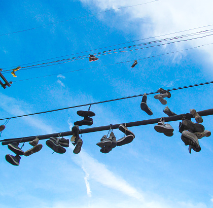 Shoes on wires