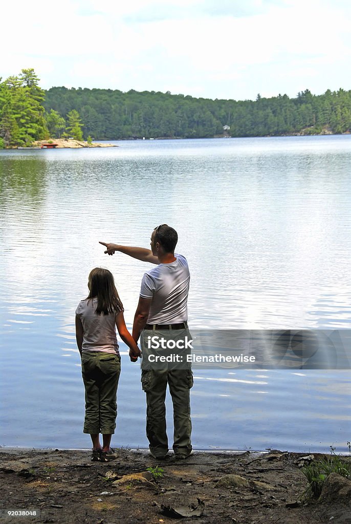 Father daughter lake  Acute Angle Stock Photo