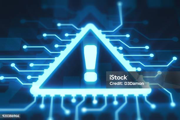 Exclamation Mark On Digital Display Stock Photo - Download Image Now - Digital Display, Digitally Generated Image, Error Message