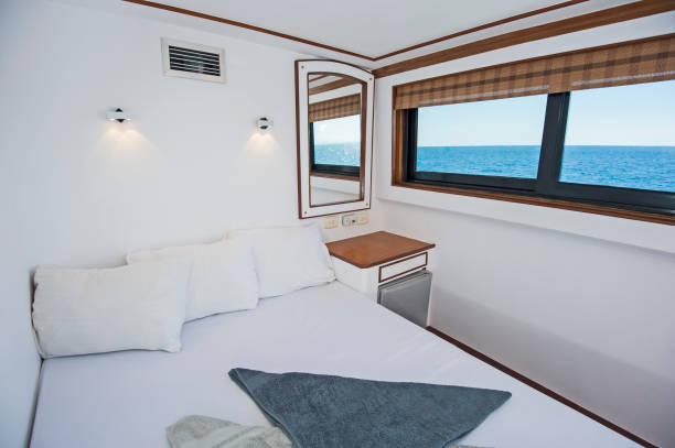 Cabin in a luxury private motor yacht