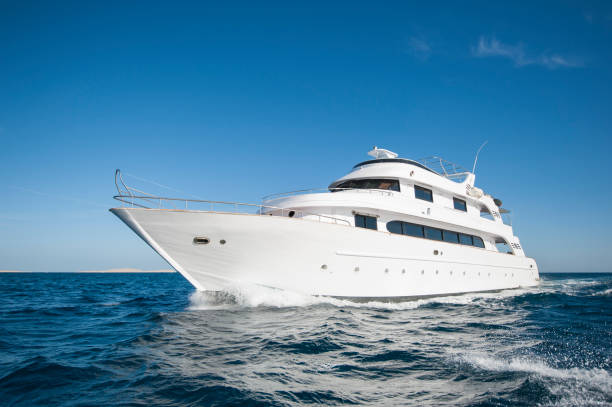 istock Luxury private motor yacht sailing at sea 920392648