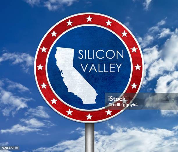 Silicon Valley In California Map Illustration Stock Photo - Download Image Now - Silicon Valley, California, Map