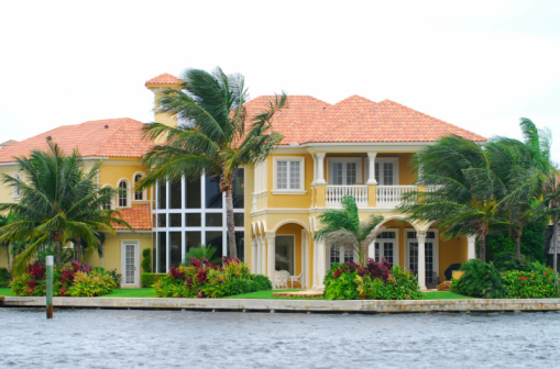 Ultra expensive oceanfront home in exclusive Palm Beach neighborhood
