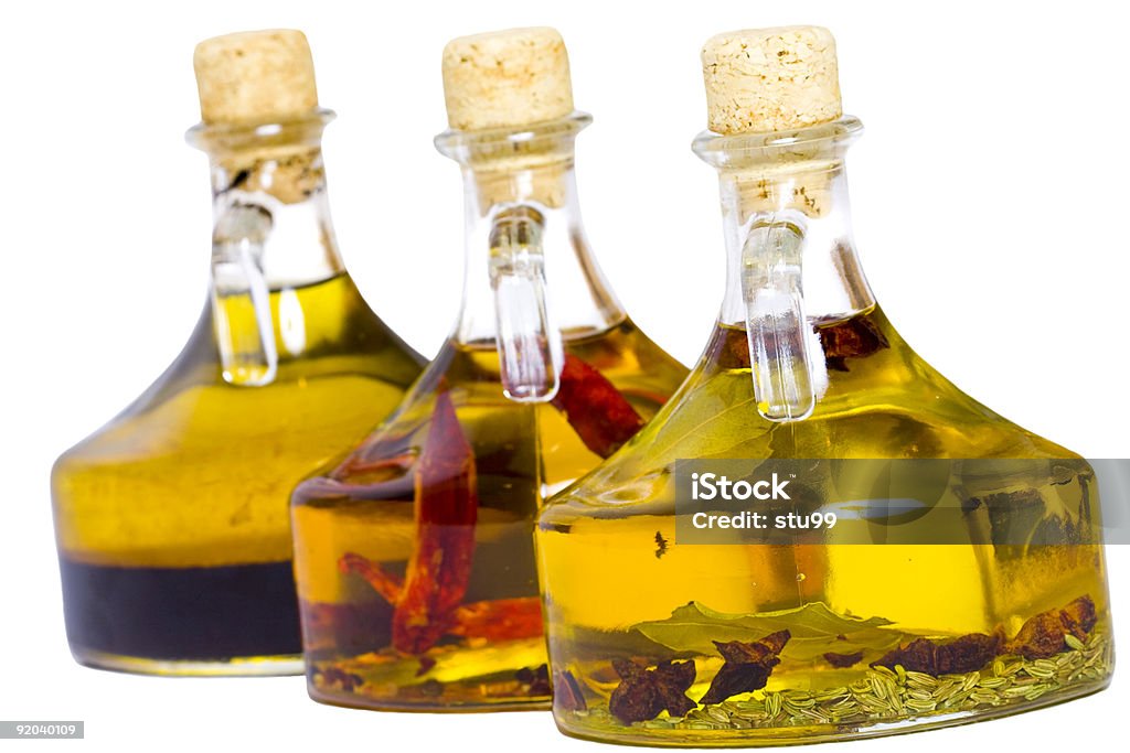 Infused oils  Bottle Stock Photo