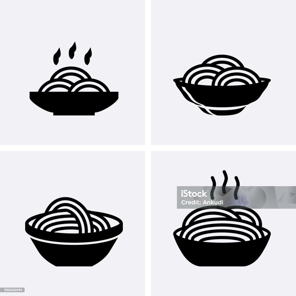 Italian Pasta and Spaghetti Icons Vector set. Italian Pasta and Spaghetti Icons Vector set. Soup noodles icons Noodles stock vector