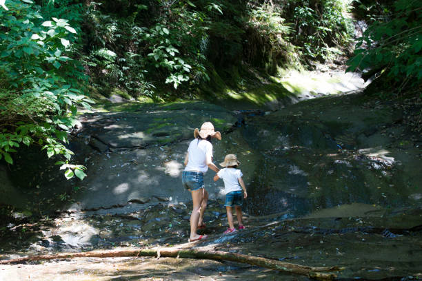 istock Mother and daughter playing in mountain stream 920402516