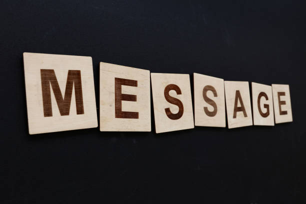 istock Word MESSAGE on wooden signs over black 920402828