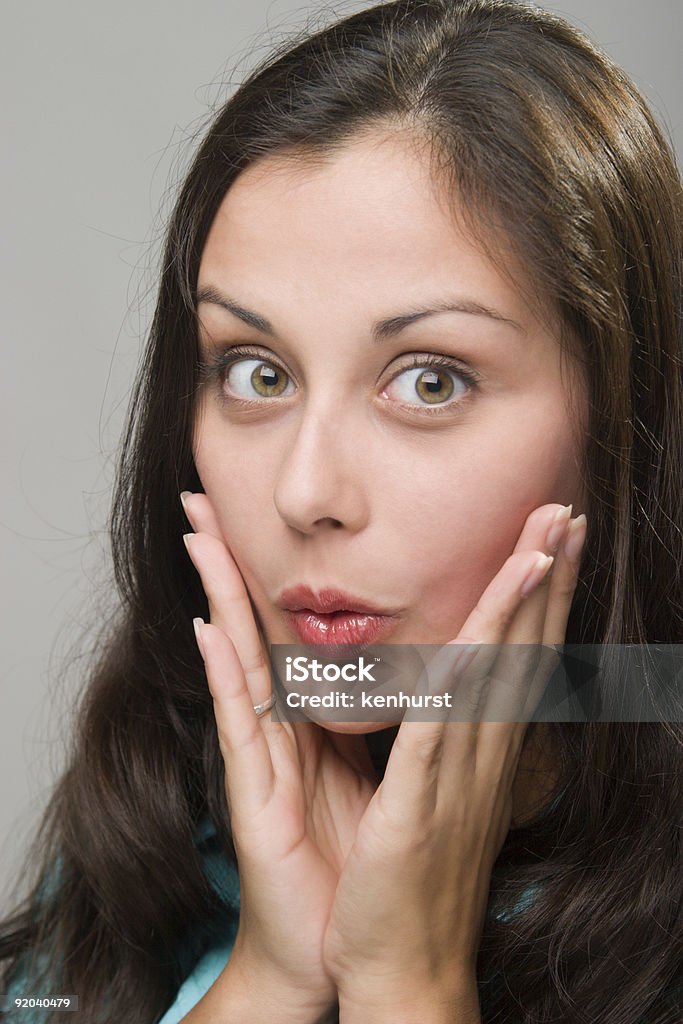 Espressione del viso di donna sorpresa o Shock - Foto stock royalty-free di Ansimare - Espressione del viso