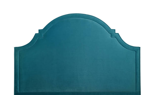 istock Teal blue velvet bed headboard isolated on white 920405980