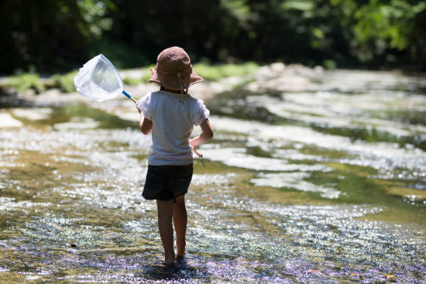 istock Little girl playing on a stream 920406204