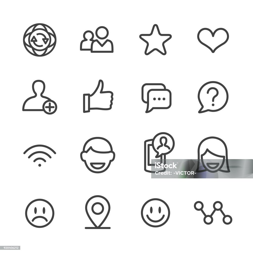 Social Communications Icons - Line Series Social Communications, social media, internet, community, Icon Symbol stock vector