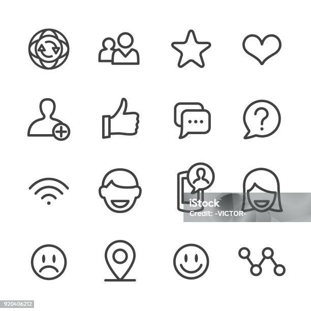Social Communications Icons Line Series Stock Illustration - Download Image Now - Icon Symbol, Smiling, Anthropomorphic Smiley Face