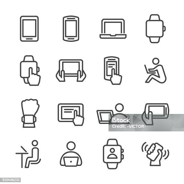 Mobile Device Icons Line Series Stock Illustration - Download Image Now - Icon Symbol, Digital Tablet, Smart Watch