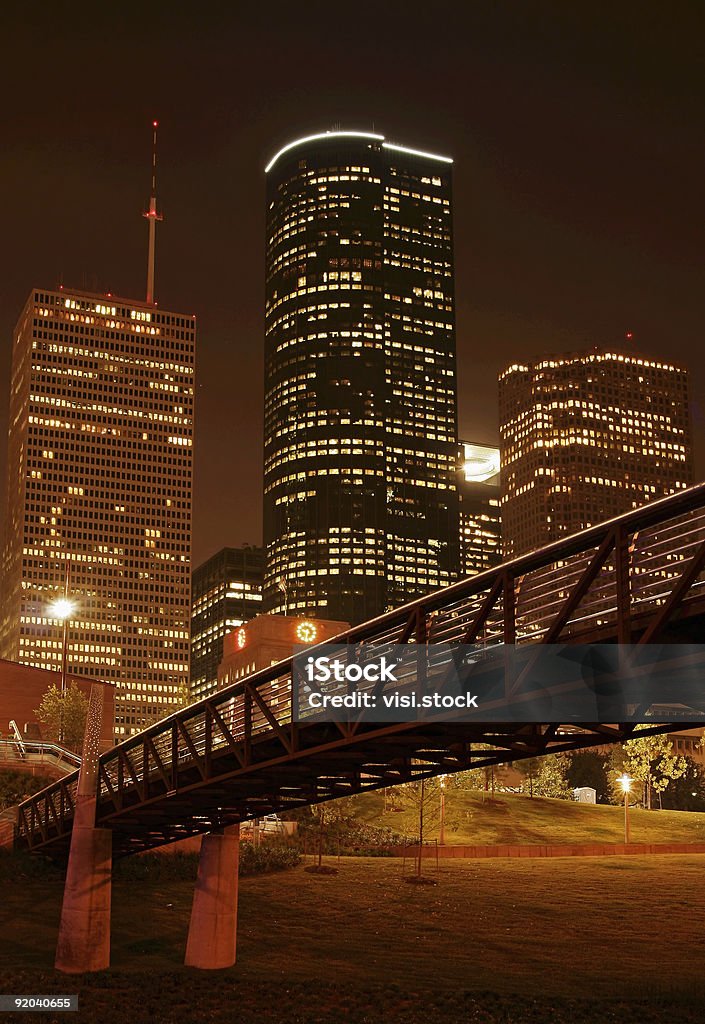 Ponte di Skyline di notte - Foto stock royalty-free di Houston - Texas