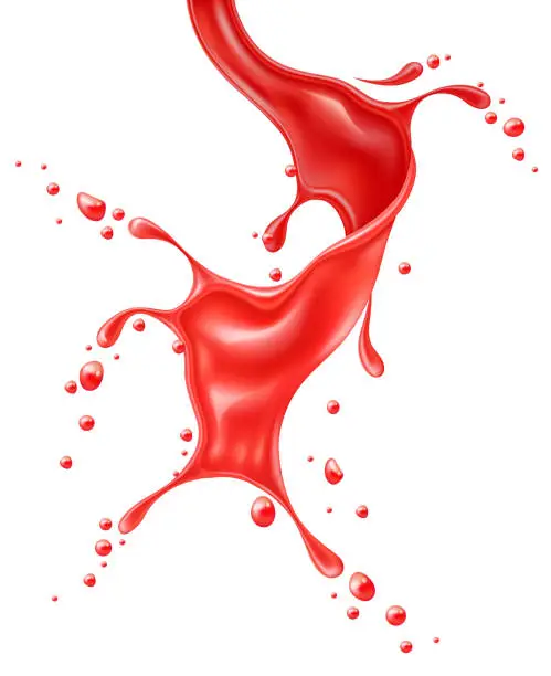 Vector illustration of Vector realistic red tomato juice splash