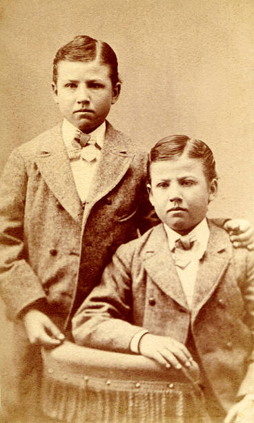 Antique Photo of Twin Boys, Circa 1890  twin photos stock pictures, royalty-free photos & images