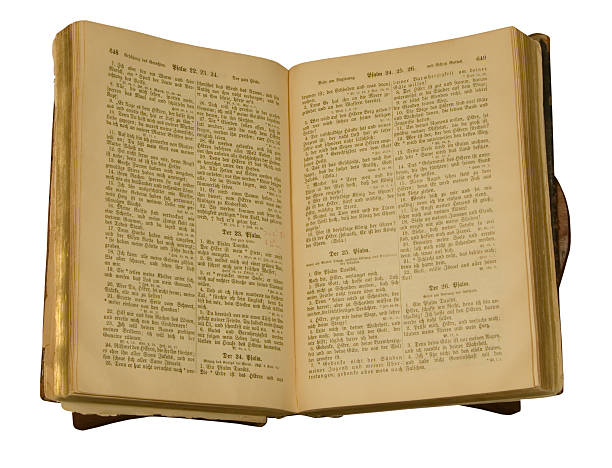 istock Old German Bible opened to Psalm 23 with red notation 92041026
