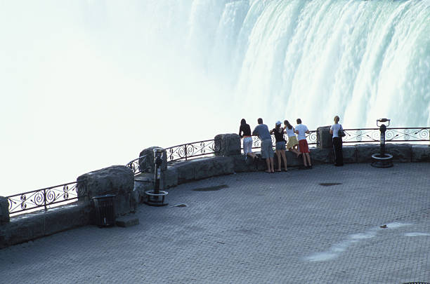 Family at Falls stock photo