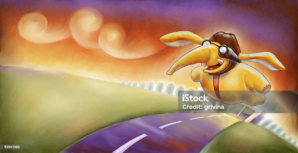 Volante giallo elefante - Illustrazione stock royalty-free di Allegro