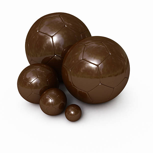 istock Chocolate soccer balls with shinny texture 92041572