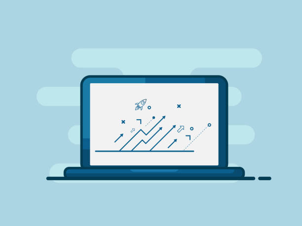 istock illustration of laptop with arrow growth up flat design business concept 920419746